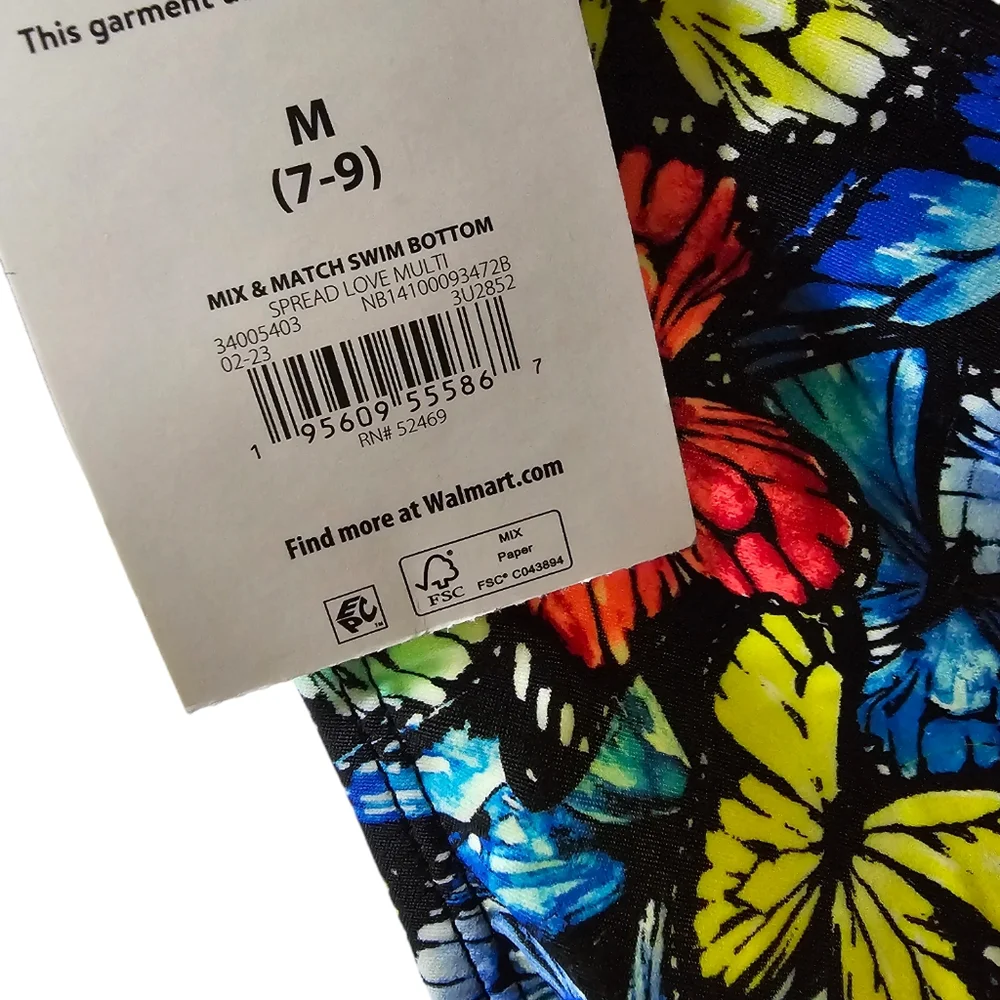 No Boundaries butterfly print bikini Swimwear top is size S 4-5 bottom M 7-9